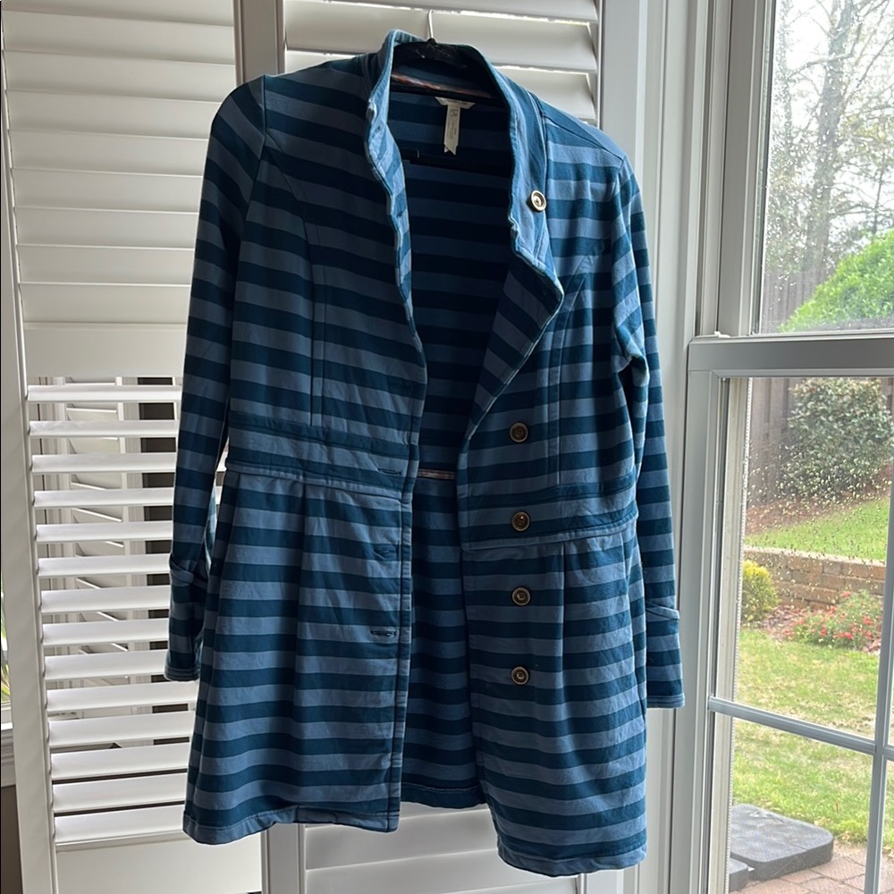 Blue Striped Button-Up Jacket